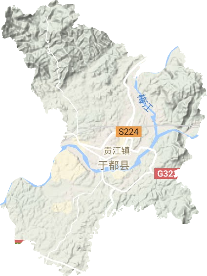 贡江镇地形地图