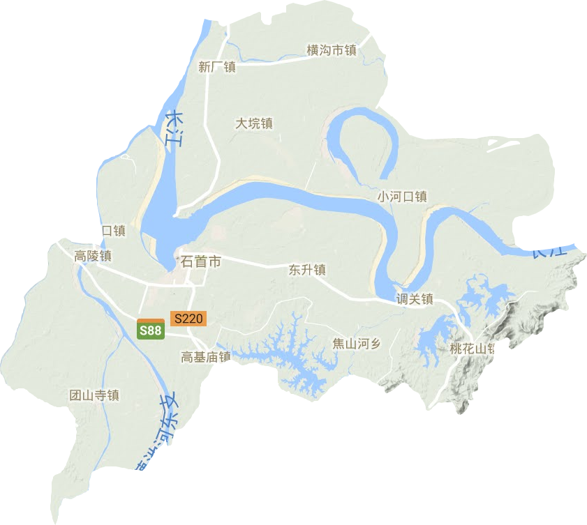 石首市地形地图