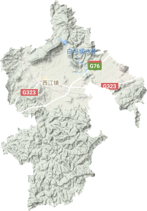 西江镇地形地图
