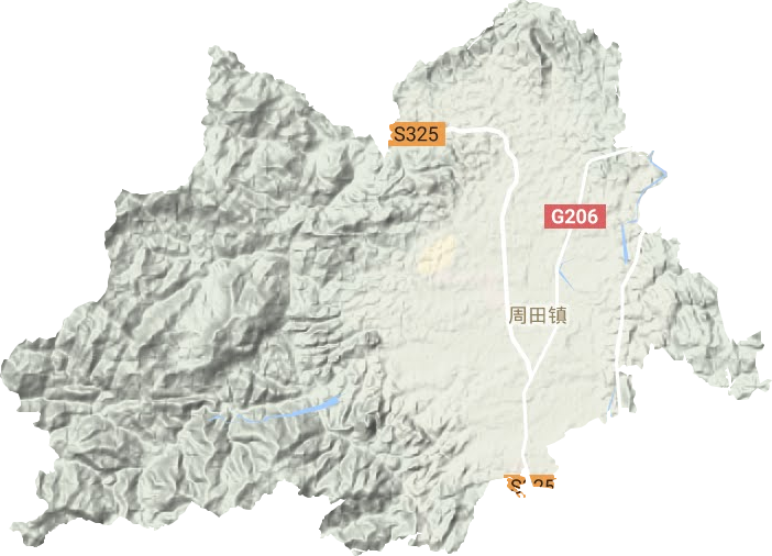 周田镇地形地图