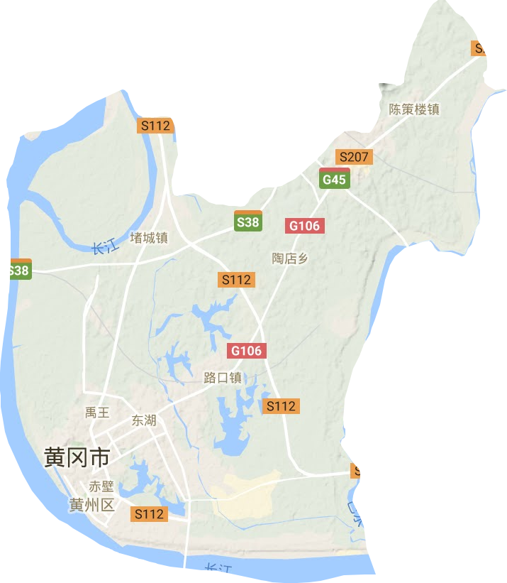 黄州区地形地图