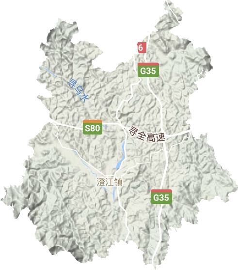 澄江镇地形地图