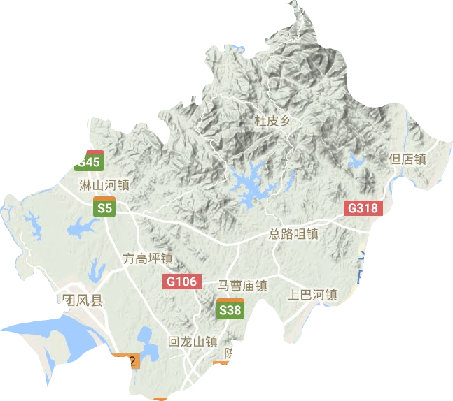 团风县地形地图