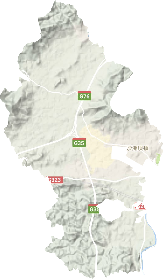 沙洲坝镇地形地图