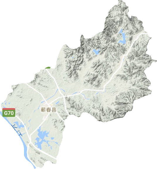 蕲春县地形地图