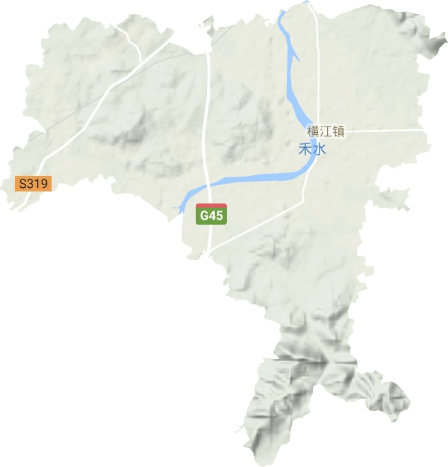 横江镇地形地图