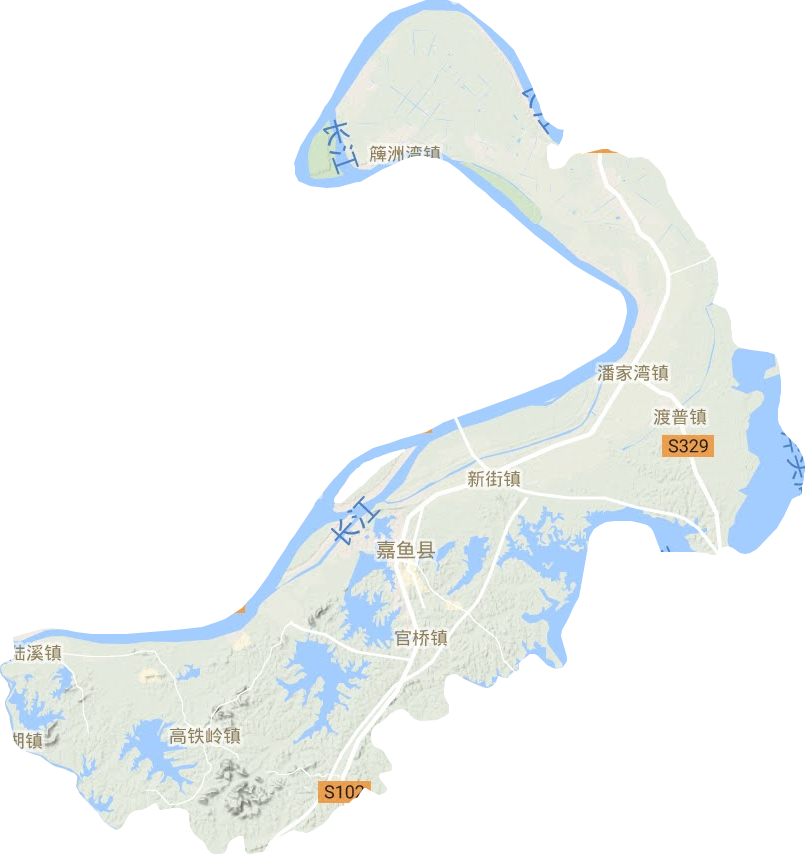嘉鱼县地形地图