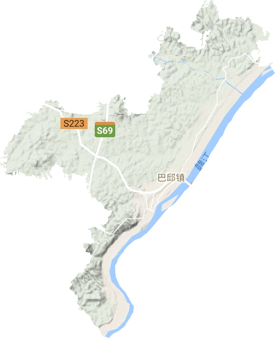巴邱镇地形地图
