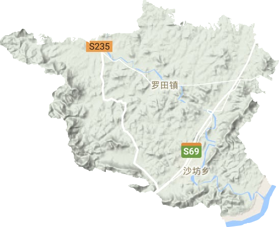 罗田镇地形地图