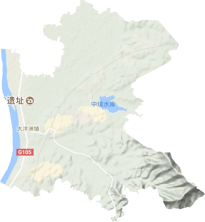 大洋洲镇地形地图