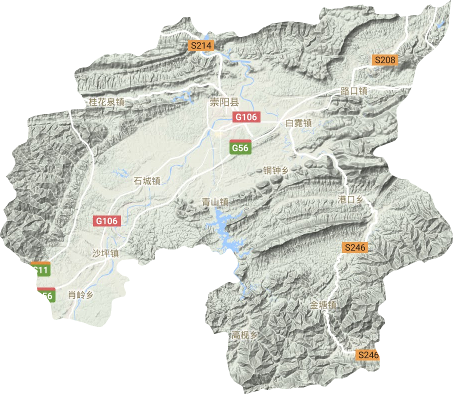 崇阳县地形地图