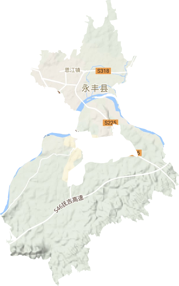 恩江镇地形地图