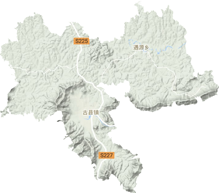 古县镇地形地图