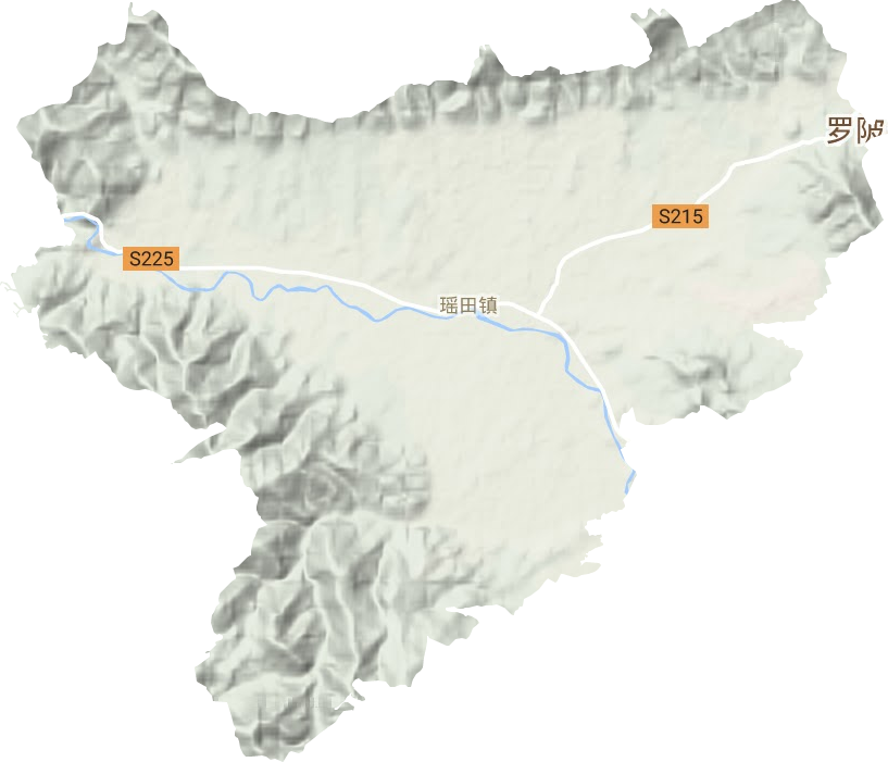 瑶田镇地形地图