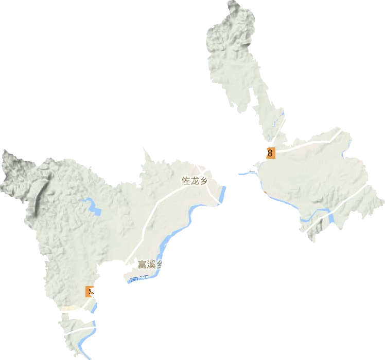 佐龙乡地形地图
