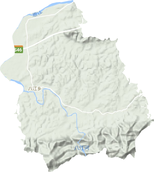 八江乡地形地图