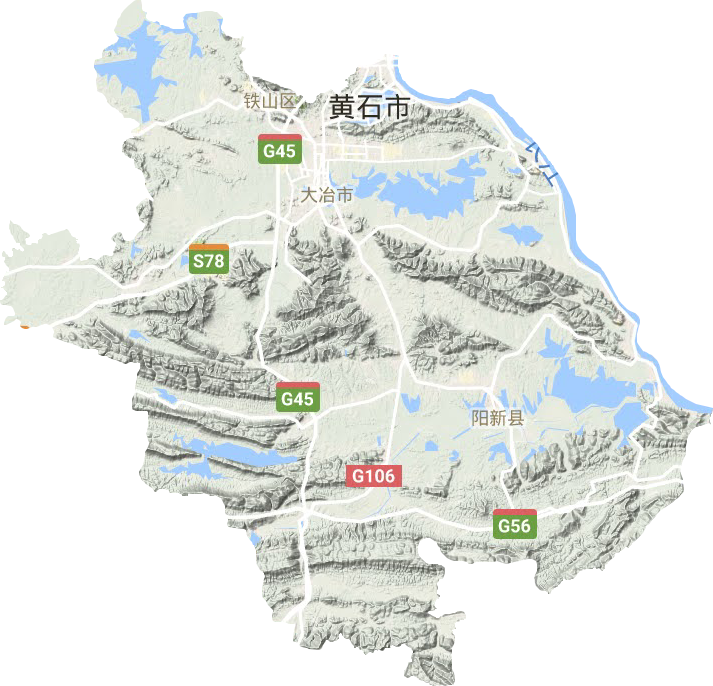 黄石市地形地图