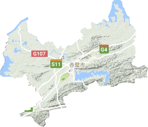 赤壁市地形地图