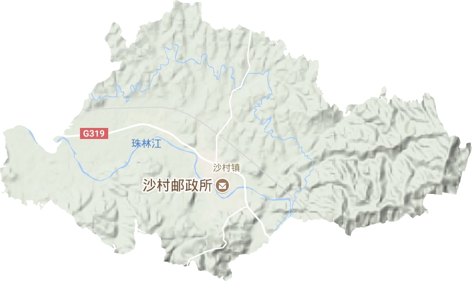 沙村镇地形地图