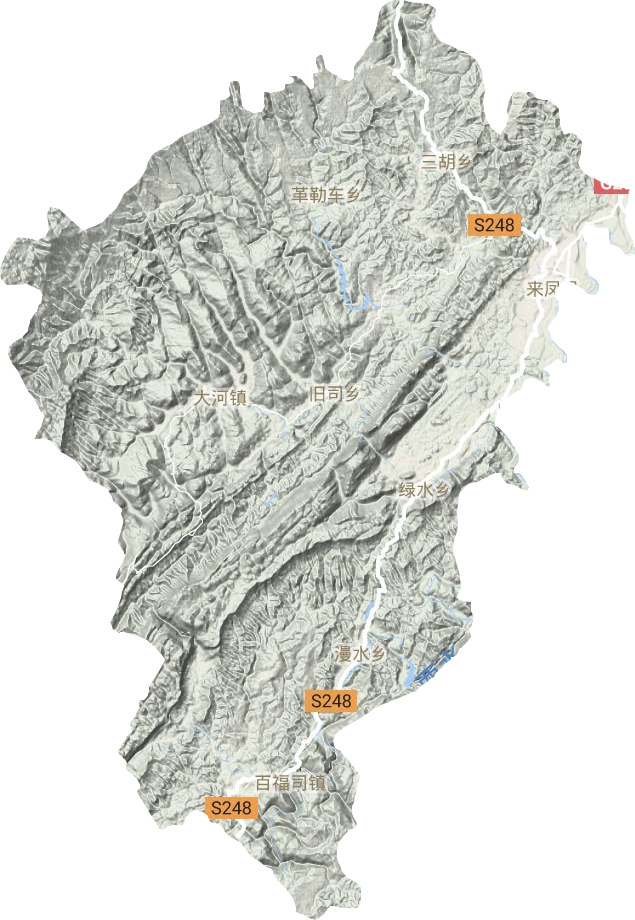 来凤县地形地图