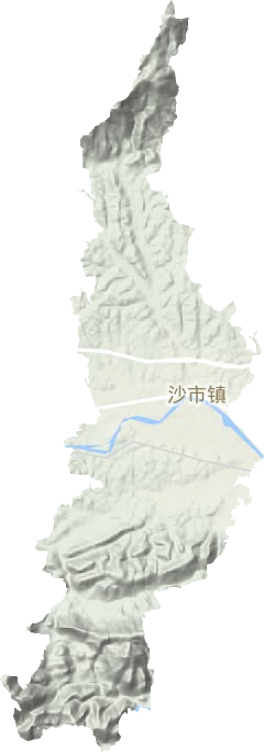沙市镇地形地图