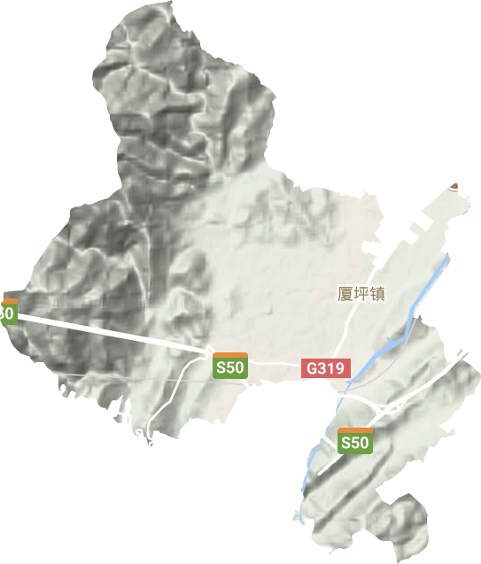 厦坪镇地形地图