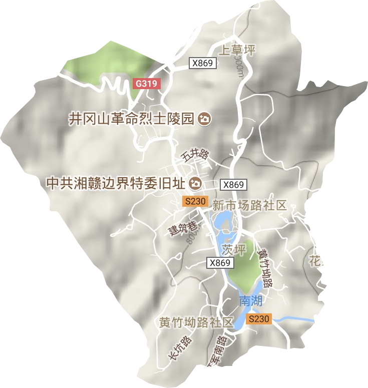 茨坪镇地形地图