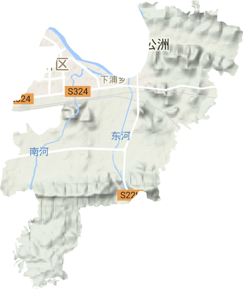 下浦街道地形地图