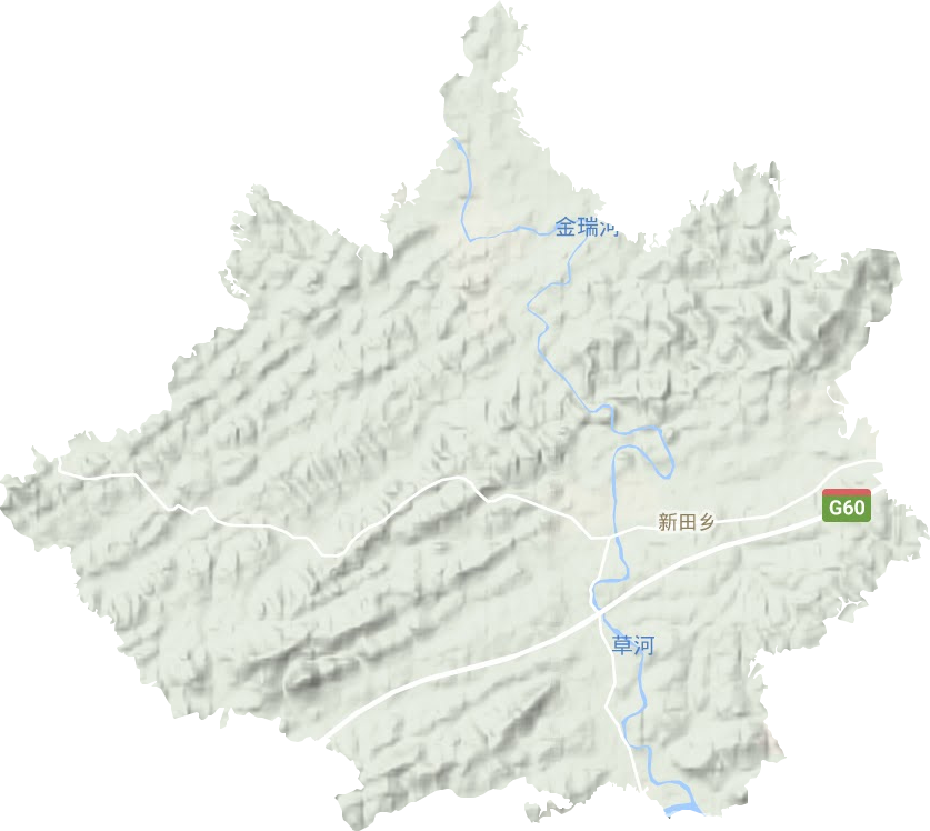 新田镇地形地图