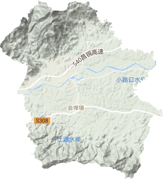 会埠镇地形地图