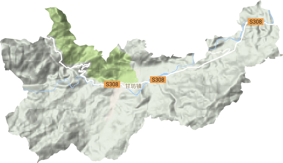 甘坊镇地形地图