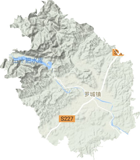 罗城镇地形地图