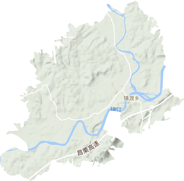 镇渡乡地形地图