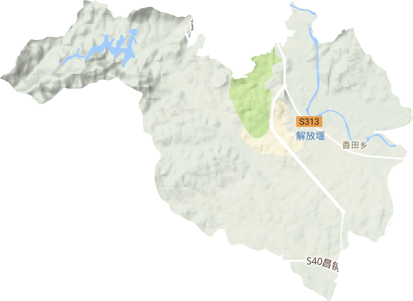 香田乡地形地图