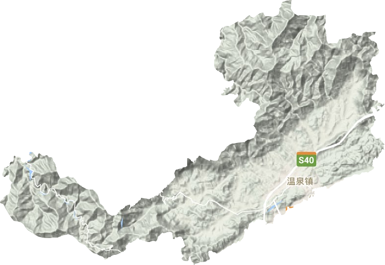 温泉镇地形地图