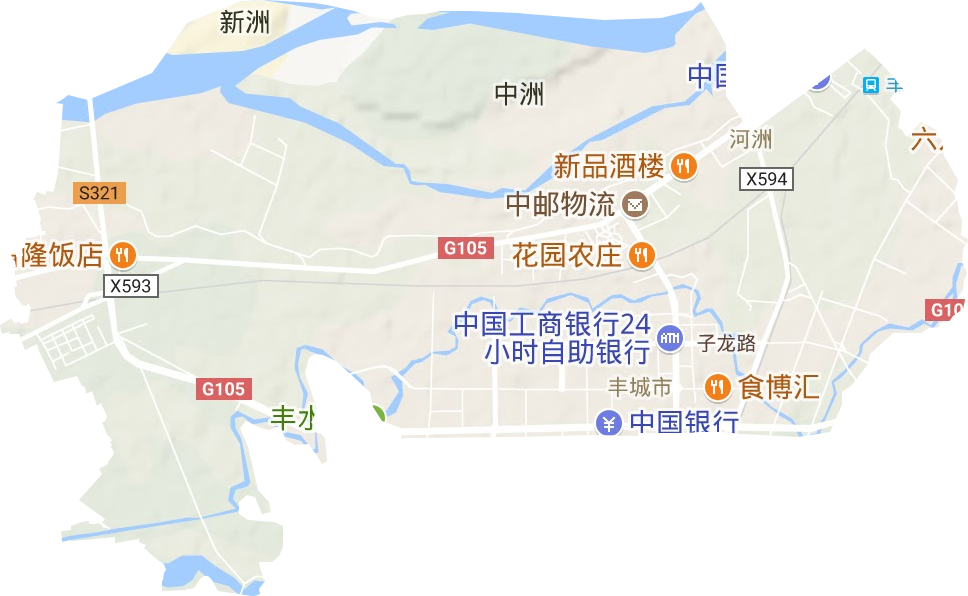 河洲街道地形地图