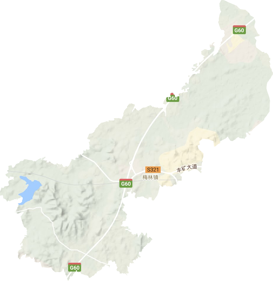 梅林镇地形地图