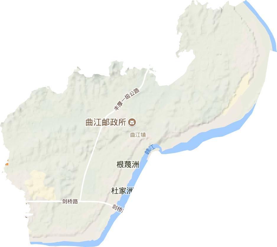 曲江镇地形地图