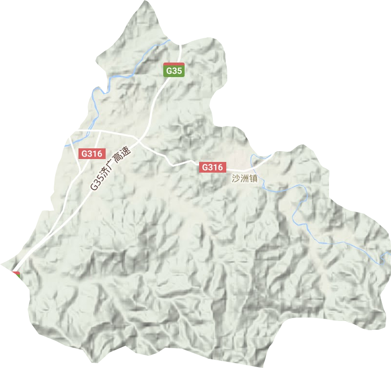 沙洲镇地形地图