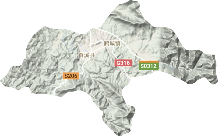 鹤城镇地形地图