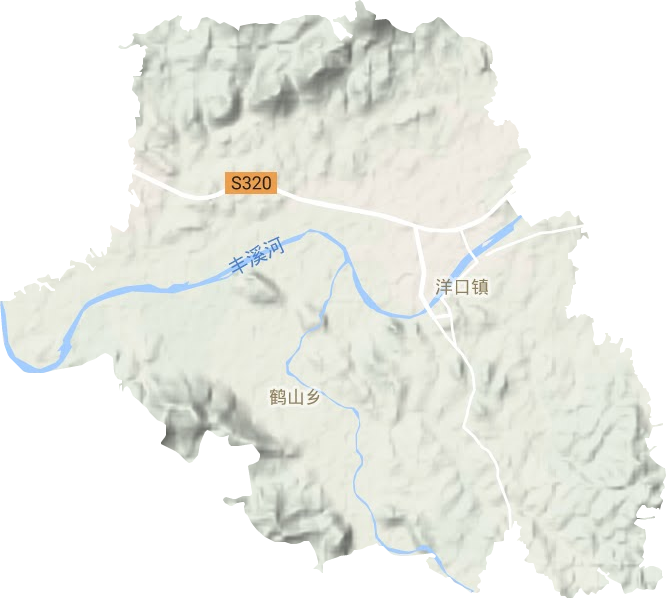 洋口镇地形地图