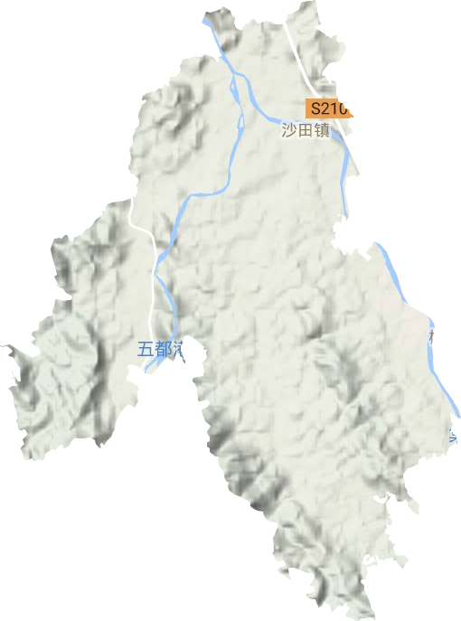 沙田镇地形地图