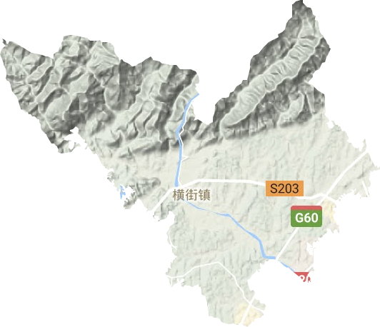横街镇地形地图