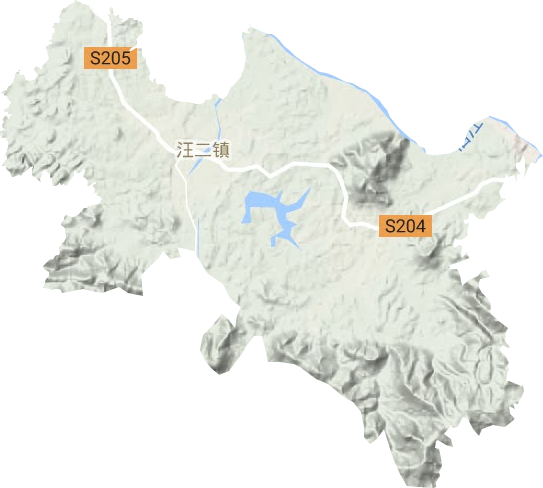 汪二镇地形地图