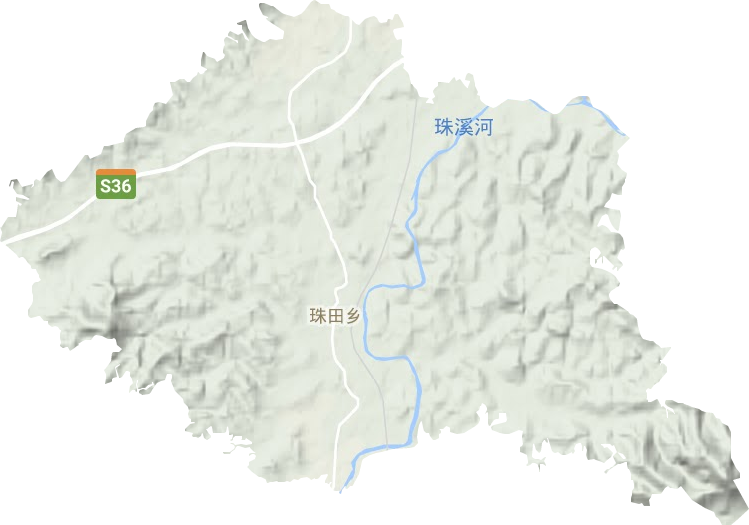 珠田乡地形地图