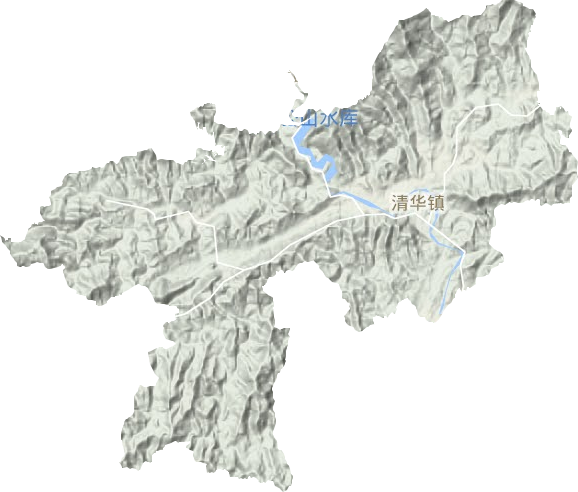 清华镇地形地图