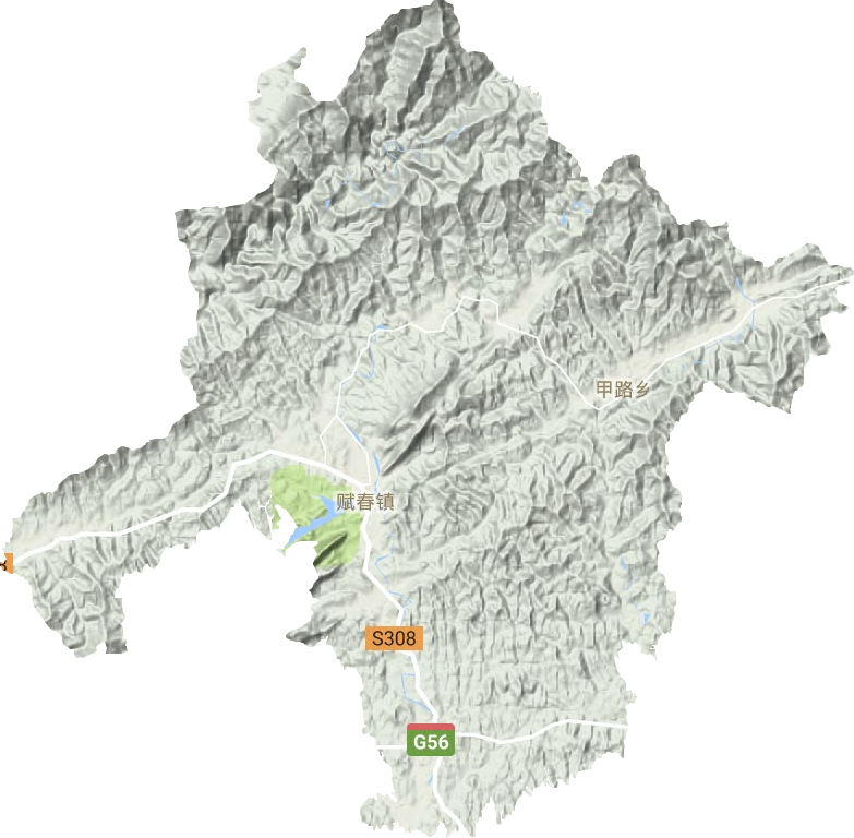赋春镇地形地图
