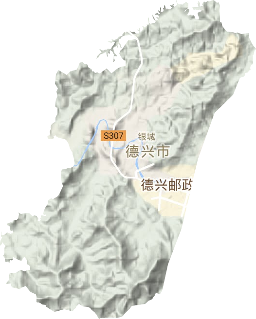 银城街道地形地图