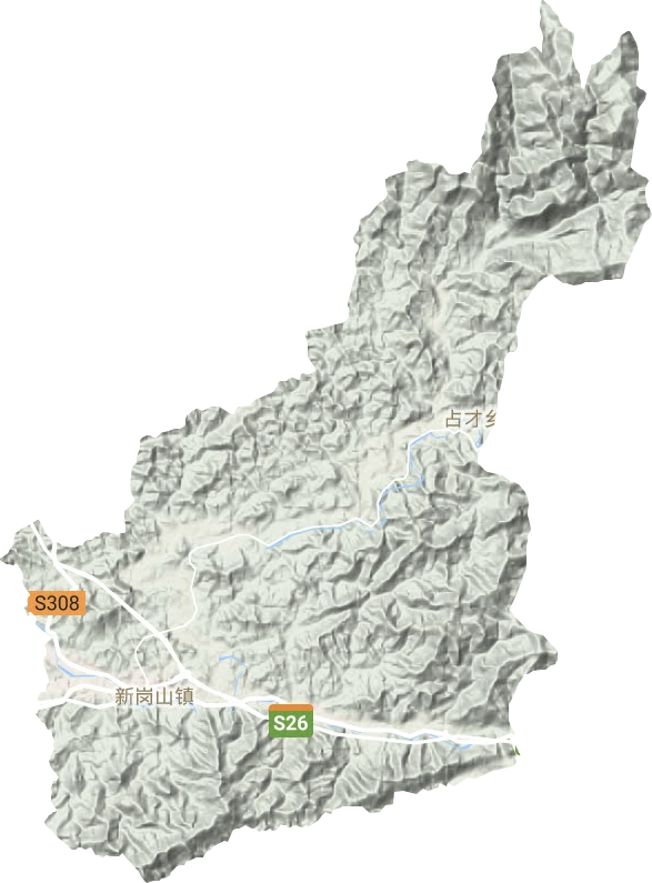 新岗山镇地形地图