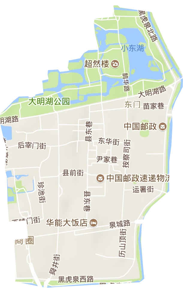 大明湖街道地形地图